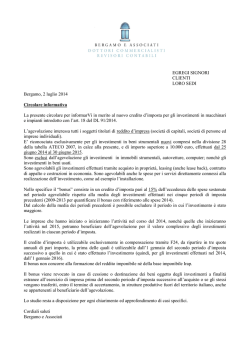 EGREGI SIGNORI CLIENTI LORO SEDI Bergamo, 2 luglio 2014