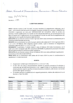 Graduatorie definitive (decr. n. 189 del 20/03/2014)