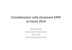 Considerazioni sulla situazione EPAP al marzo 2014