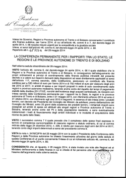 accordo sancito il 29 maggio scorso in Conferenza Stato