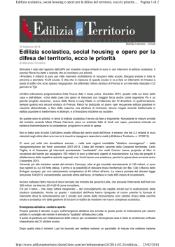 Edilizia scolastica, social housing e opere per la difesa