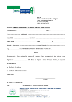 Domanda medie inferiori 2014 - BCC Vignole e Montagna Pistoiese