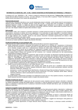 Informativa per i clienti in merito al trattamento dei dati