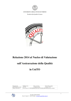 Relazione al Nucleo di Valutazione 2014