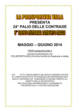 CALENDARIO PALIO - Polisportiva Villa di Tirano