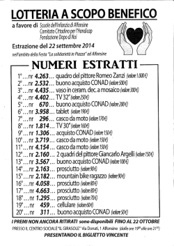 Solidarietà in piazza, lotteria, numeri estratti