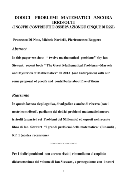 DODICI PROBLEMI MATEMATICI ANCORA - Sito