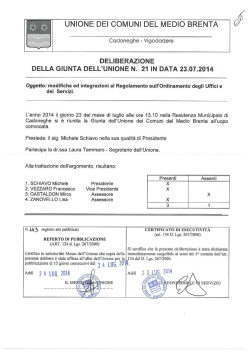 Deliberazione n. 21/2014 - Unione dei Comuni del Medio Brenta