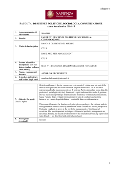 Banca e gestione del rischio Prof.ssa Di Clemente aa2014-15