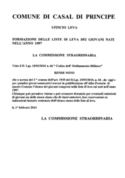 pubblicazione elenco dei giovani iscritti nella lista di leva classe 1997.