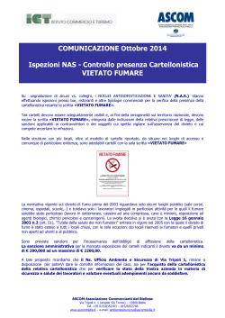 COMUNICAZIONE Ottobre 2014 Ispezioni NAS - Controllo