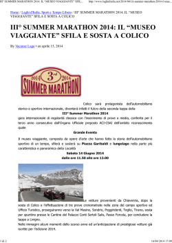 III&deg; SUMMER MARATHON 2014: IL &ldquo;MUSEO VIAGGIANTE&rdquo; SFILA E