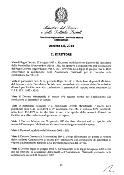 Decreto n.6/ 2014 - Ministero del Lavoro e delle Politiche Sociali