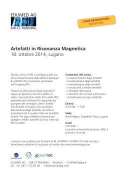 Artefatti in Risonanza Magnetica 18. ottobre 2014, Lugano - MTA-R.de