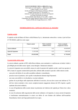 Informazioni sul capitale sociale - In vetrina Banco di Desio e della