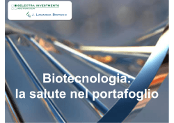 Biotecnologia: la salute nel portafoglio
