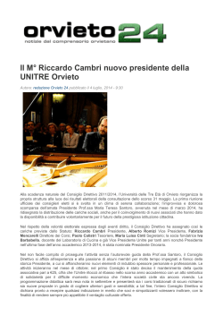 Il M° Riccardo Cambri nuovo presidente della UNITRE Orvieto
