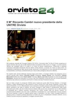 Il M&deg; Riccardo Cambri nuovo presidente della UNITRE Orvieto