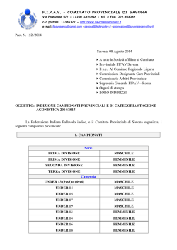 Indizione campionati di Serie e Categoria