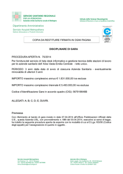 Disciplinare di gara per accettazione