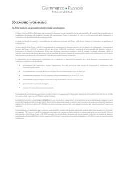 Informazione sul procedimento di media-conciliazione