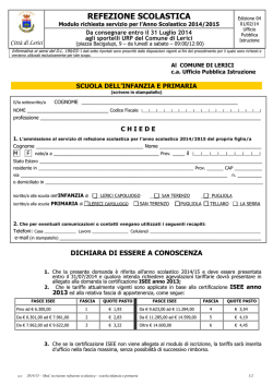 Domanda Refezione Infanzie e Primarie 2014/2015