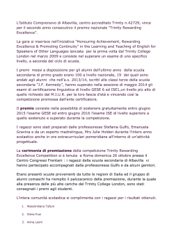 comunicato premiotrinity 2014 - Istituto Comprensivo di Albavilla