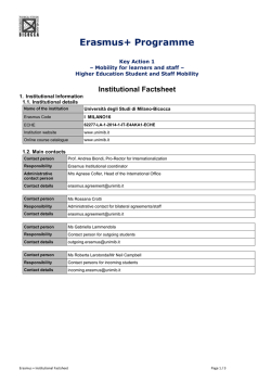 Institutional Factsheet - Universit&agrave; degli Studi di Milano