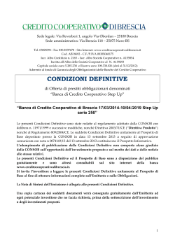 CONDIZIONI DEFINITIVE - Banca di Credito Cooperativo di Brescia