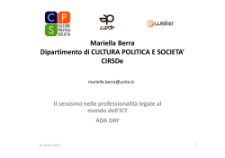 Mariella Berra Dipartimento di CULTURA POLITICA E SOCIETA