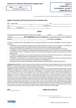 Modulo per la richiesta di allacciamento lampade votive