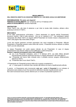 REGOLAMENTO DENOMINAZIONE: Più amici, più risparmi