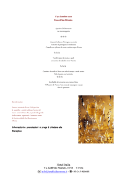 Hotel Italia Il 31 dicembre Il 31 dicembre 2014 Cena di San Silvestro