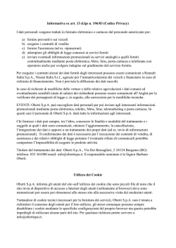 Informativa ex art. 13 d.lgs n. 196/03 (Codice Privacy) I