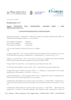Delibera n. 73/2014 - Corecom - Consiglio regionale della Calabria