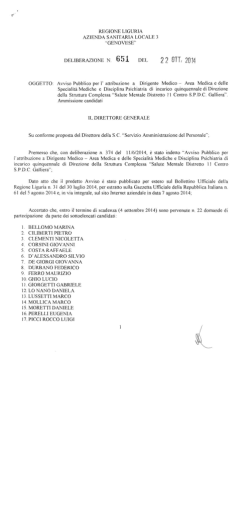 DELIBERAZIONE N. 551 DEL 22 ÙTT. 2014