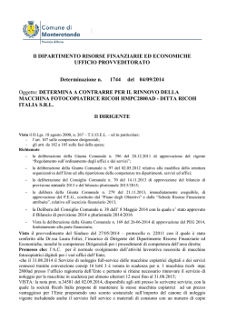 Il DIPARTIMENTO RISORSE FINANZIARIE ED ECONOMICHE