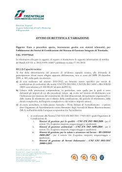 Avviso di Rettifica e Variazione (Pubbl. 10/06/2014)