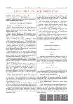 Il decreto italiano di recepimento (D. lgs 27/2014)