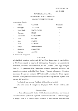 SENTENZA N. 201 ANNO 2014 REPUBBLICA ITALIANA IN