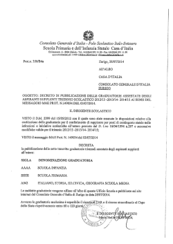 Decreto pubblicazione graduatorie assestate, mess. MAE 149034