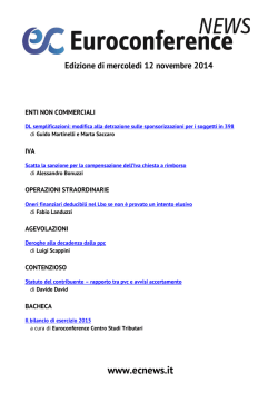 Edizione di mercoled&igrave; 12 novembre 2014