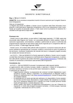 Decreto direttoriale n. 102 del 31/10/2014