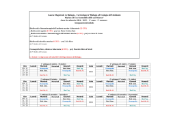 Laurea Magistrale in Biologia - Curriculum in"Biologia ed Ecologia