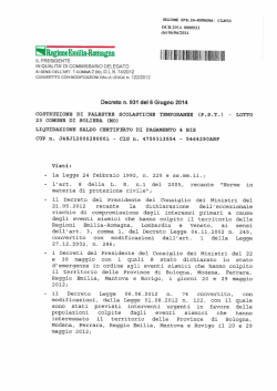 Decreto n. 931 del 6 Maggio 2014 - Regione Emilia