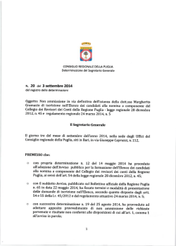 N. 20 det 3 settembre 2014 adottare apposito prowedimento di non