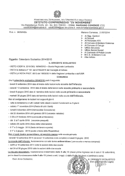 Calendario scolastico 2014-2015