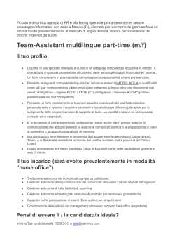Team-Assistant multilingue part-time (m/f) Il tuo profilo