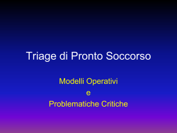 Triage di Pronto Soccorso modelli operativi r problematiche critiche