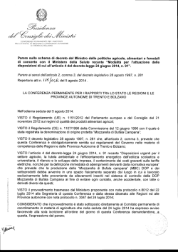 Parere sullo schema di decreto del Ministro delle politiche agricole